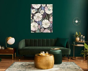 Moderne abstrakte Gänseblümchen und Tulpenknospen 2 von Anna Marie de Klerk