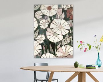 Modern abstract madeliefjes en tulpenknoppen van Anna Marie de Klerk