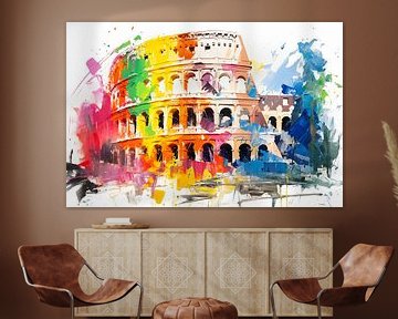 Colosseum in Rome in kleurrijke pop-artstijl van ARTemberaubend