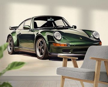 Groene Porsche 911 turbo van PixelPrestige