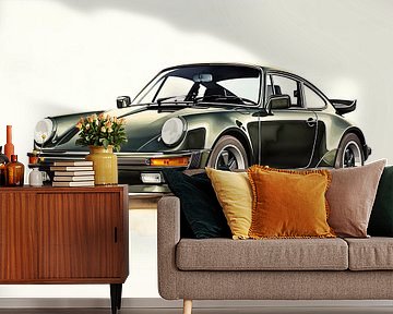 Groene Porsche 911 turbo van PixelPrestige