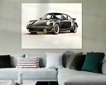 Groene Porsche 911 turbo van PixelPrestige