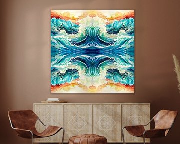 Wavy sea abstract collage by Vlindertuin Art