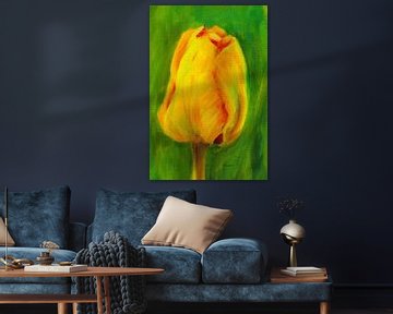 Tulipes jaunes triptyque droit sur Karen Kaspar