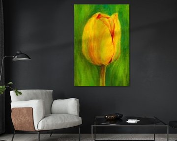 Gele tulpen drieluik links van Karen Kaspar
