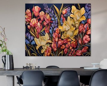 Elegant Flower Garden | Floral Artwork sur Peinture Abstraite