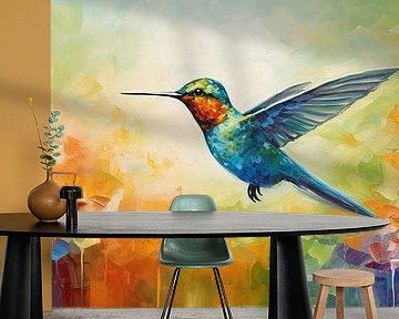 Kolibrie | Blauw tussen Kleuren van Blikvanger Schilderijen
