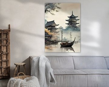 Japanese Village Boat by jauhari picture graphic