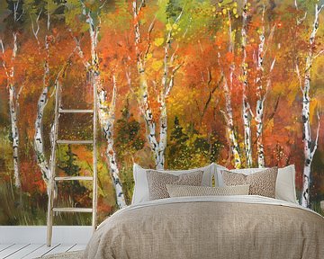 Aspentrees in de herfst van pol ledent