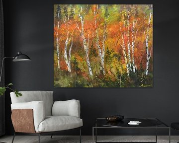 Aspentrees in de herfst van pol ledent