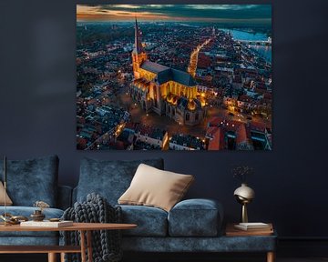 Kampen Bovenkerk in der Altstadt bei Sonnenuntergang von Sjoerd van der Wal Fotografie