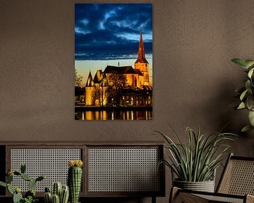 Kampen Bovenkerk und Koornmarktspoort in der Skyline von Kampen von Sjoerd van der Wal Fotografie