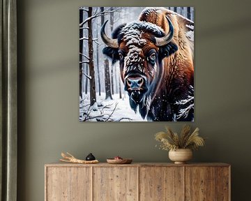 Wildtiere - Porträt eines Bisons (1) von Johanna's Art