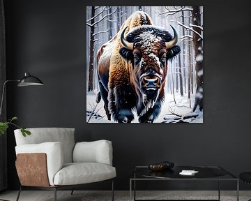 Wildtiere - Porträt eines Bisons (2) von Johanna's Art