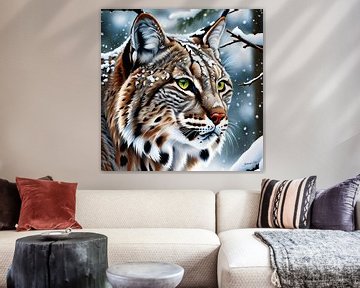 Wilde dieren - Portret van een Bobcat (1) van Johanna's Art