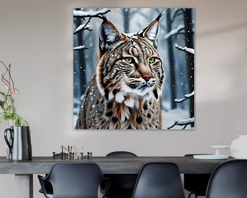 Wilde dieren - Portret van een Bobcat (2) van Johanna's Art