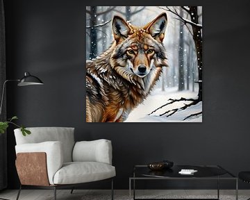 Wilde dieren - Portret van een coyote (1) van Johanna's Art