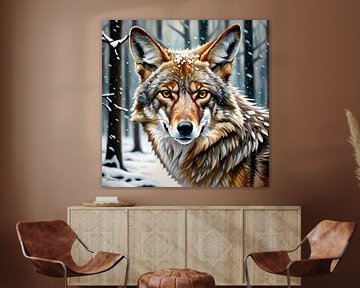 Wilde dieren - Portret van een coyote (2) van Johanna's Art