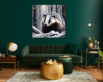 Wildlife - Portrait of a European badger 2) by Johanna's Art