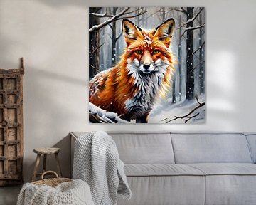 Wilde dieren - Portret van een vos (2) van Johanna's Art