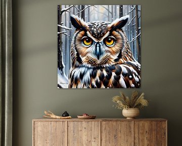 Faune et flore - Portrait d'un hibou (2) sur Johanna's Art