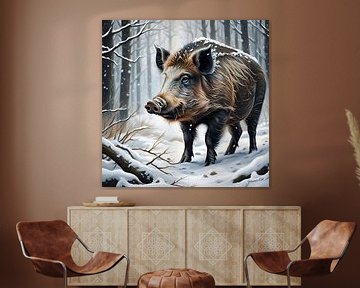 Wildtiere - Porträt eines Wildschweins (1) von Johanna's Art