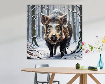 Wildtiere - Porträt eines Wildschweins (2) von Johanna's Art