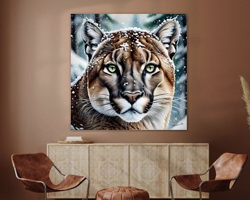 Wildtiere - Porträt eines Pumas (1) von Johanna's Art