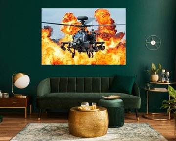 AgustaWestland Apache aanvalshelikopter met explosies van KC Photography