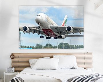 Een Emirates Airbus A380-800 is opgestegen.