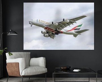 Een Emirates Airbus A380-800 is opgestegen.