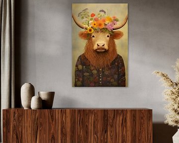 Colourful Scottish Highlander Portrait by But First Framing