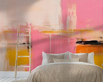 Modernes Abstraktes in Rosa und Ockergelb von Studio Allee