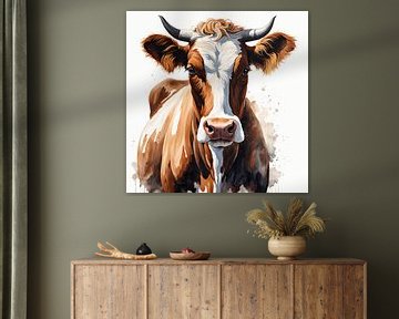 Portrait Cow - Cow 4 by Wall Art Wonderland