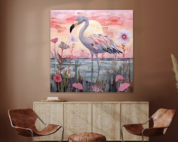 Moderner Flamingo von Wunderbare Kunst