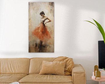 Terrakotta-Tanz | Impressionistische Tänzerin von ARTEO Gemälde