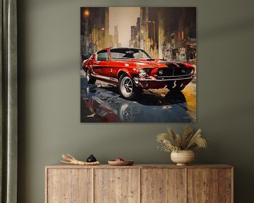 Ford mustang rood artistiek van The Xclusive Art