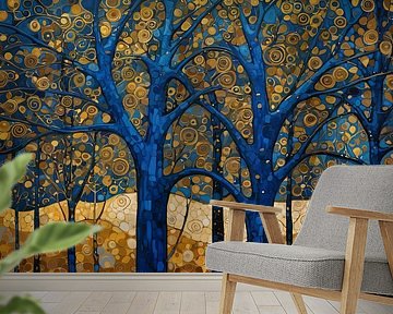 Ein Wald im Stil von Gustav Klimt