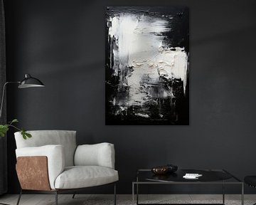 Peinture abstraite Impression d'art Moderne Noir Blanc sur Niklas Maximilian