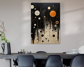 Abstraktes Gemälde Kunstdruck Modern Schwarz Weiß Orange von Niklas Maximilian