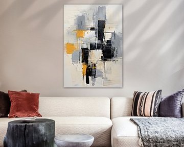 Peinture abstraite Impression d'art Moderne Noir Blanc Orange sur Niklas Maximilian