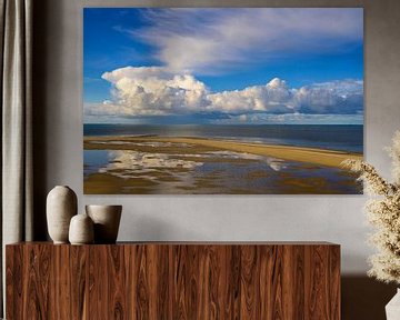 Zonsopgang op het strand van Texel met een naderende stormwolk van Sjoerd van der Wal Fotografie