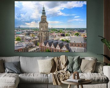 Martinitoren in Groningen skyline panoramisch uitzicht