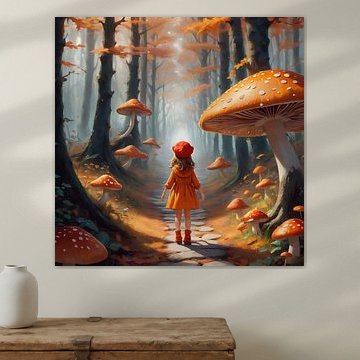 Magisch bos met lichtpad in digitale fantasystijl