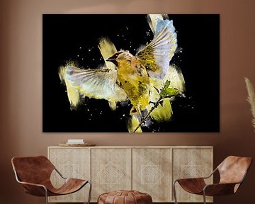 Pestvogel - Digital Art Version - Schwarz - Rosa von Gianni Argese
