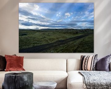 Iceland - Green moss covered lava field at dawn by adventure-photos