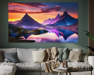 Landschaft mit Sonnenuntergang
