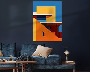Bauhaus Poster Plakat Blau, Gelb, Orange von Niklas Maximilian