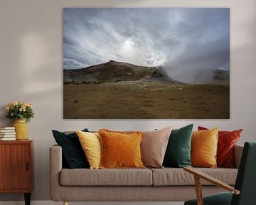 Iceland - Active fumarole pushing gas and hydrogen sulfide out of the yellow colored ground by adventure-photos