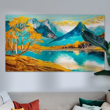 Landscape with lake and mountains